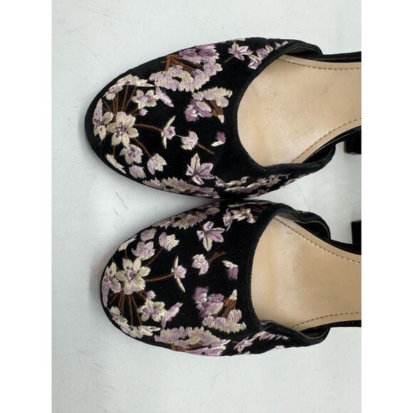 White House Black Market Womens Embroidered Goth Heeled Sandals Size 7M Black - Picture 3 of 11